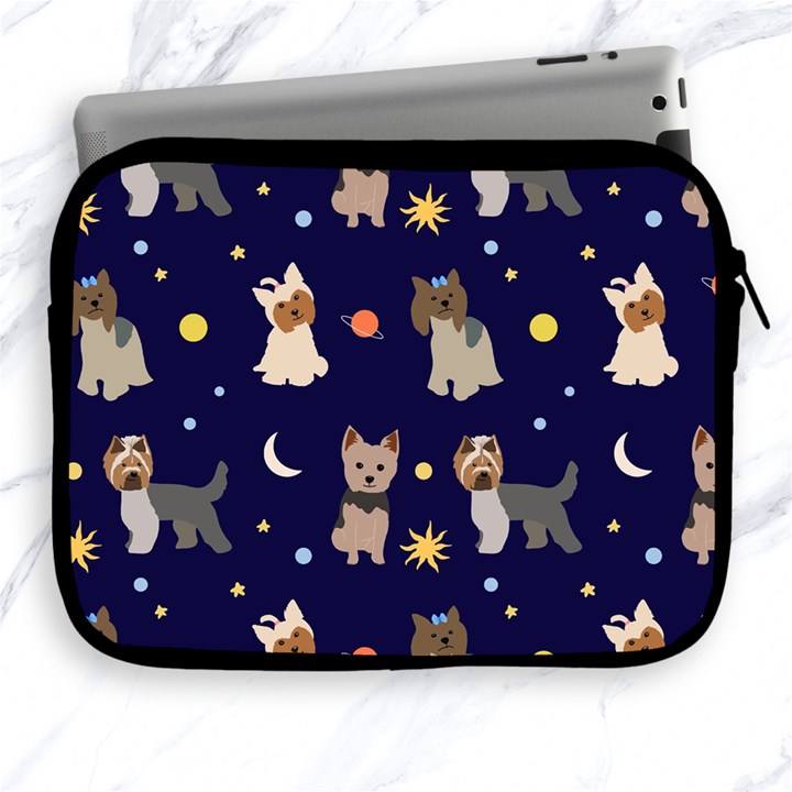 Terrier Cute Dog With Stars Sun And Moon Apple iPad 2/3/4 Zipper Cases