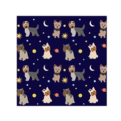 Terrier Cute Dog With Stars Sun And Moon Small Satin Scarf (square) by SychEva