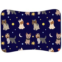 Terrier Cute Dog With Stars Sun And Moon Velour Seat Head Rest Cushion by SychEva