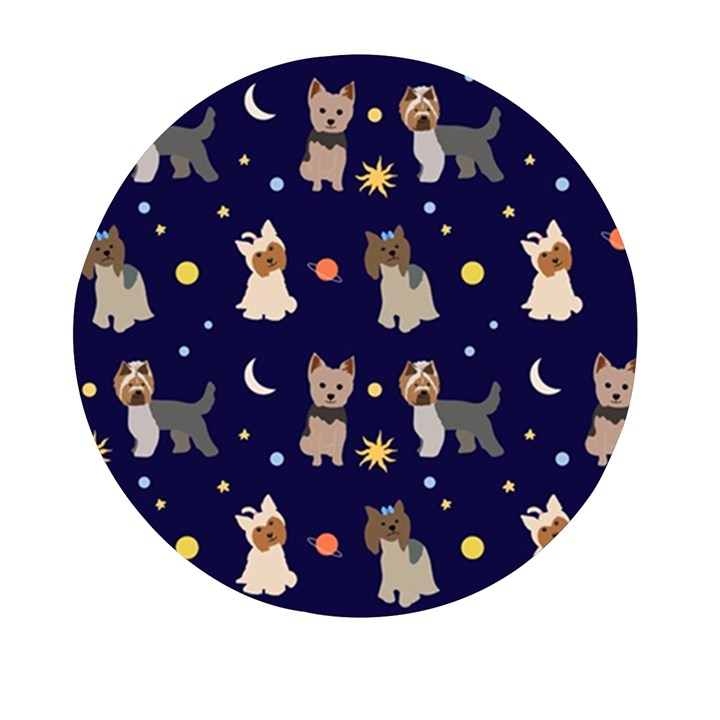 Terrier Cute Dog With Stars Sun And Moon Mini Round Pill Box