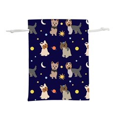 Terrier Cute Dog With Stars Sun And Moon Lightweight Drawstring Pouch (l) by SychEva