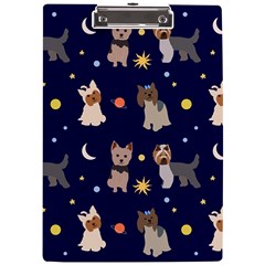 Terrier Cute Dog With Stars Sun And Moon A4 Clipboard by SychEva