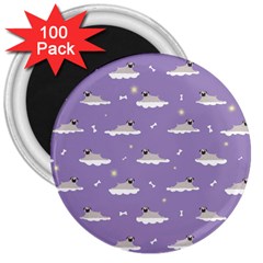 Pug Dog On A Cloud 3  Magnets (100 Pack) by SychEva