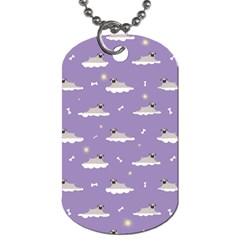 Pug Dog On A Cloud Dog Tag (one Side) by SychEva