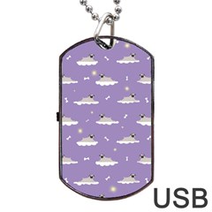 Pug Dog On A Cloud Dog Tag Usb Flash (two Sides) by SychEva