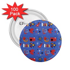 Blue 50s 2 25  Buttons (100 Pack)  by NerdySparkleGoth