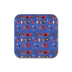 Blue 50s Rubber Coaster (square)  by NerdySparkleGoth