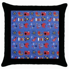 Blue 50s Throw Pillow Case (black) by NerdySparkleGoth