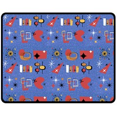 Blue 50s Double Sided Fleece Blanket (medium)  by NerdySparkleGoth