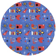 Blue 50s Wooden Puzzle Round by NerdySparkleGoth