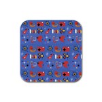 Blue 50s Rubber Square Coaster (4 pack)  Front