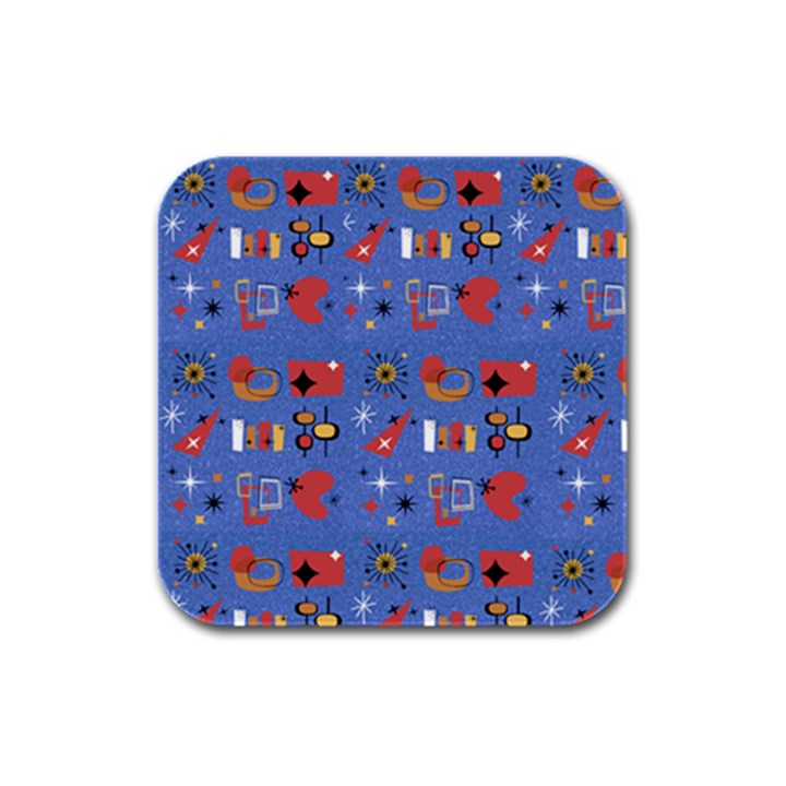 Blue 50s Rubber Square Coaster (4 pack) 