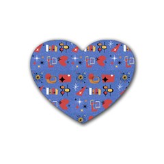 Blue 50s Rubber Coaster (heart)  by NerdySparkleGoth