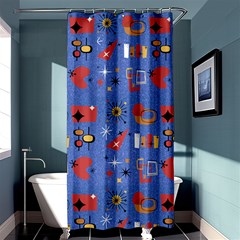 Blue 50s Shower Curtain 36  X 72  (stall)  by NerdySparkleGoth