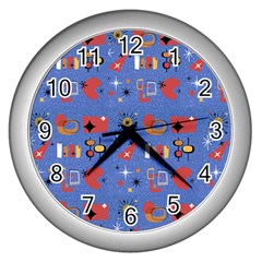 Blue 50s Wall Clock (silver) by NerdySparkleGoth