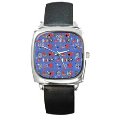 Blue 50s Square Metal Watch by NerdySparkleGoth