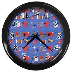 Blue 50s Wall Clock (black) by NerdySparkleGoth