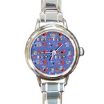 Blue 50s Round Italian Charm Watch Front