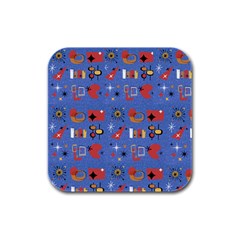 Blue 50s Rubber Square Coaster (4 Pack)  by NerdySparkleGoth