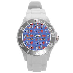 Blue 50s Round Plastic Sport Watch (l)