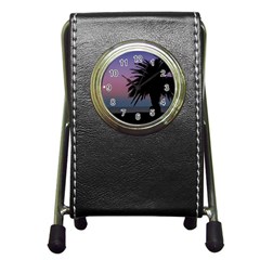 Sunset Coastal Scene, Montevideo Uruguay Pen Holder Desk Clock by dflcprintsclothing