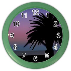 Sunset Coastal Scene, Montevideo Uruguay Color Wall Clock by dflcprintsclothing