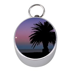 Sunset Coastal Scene, Montevideo Uruguay Mini Silver Compasses by dflcprintsclothing