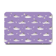 Cheerful Pugs Lie In The Clouds Small Doormat  by SychEva