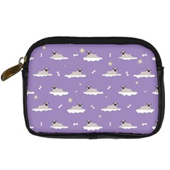 Cheerful Pugs Lie In The Clouds Digital Camera Leather Case by SychEva