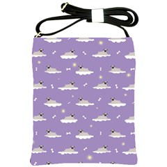 Cheerful Pugs Lie In The Clouds Shoulder Sling Bag by SychEva