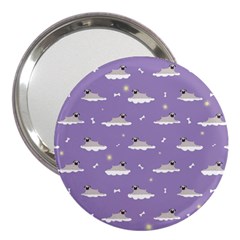 Cheerful Pugs Lie In The Clouds 3  Handbag Mirrors by SychEva