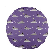 Cheerful Pugs Lie In The Clouds Standard 15  Premium Round Cushions by SychEva