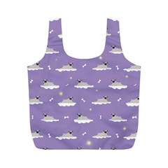 Cheerful Pugs Lie In The Clouds Full Print Recycle Bag (m) by SychEva