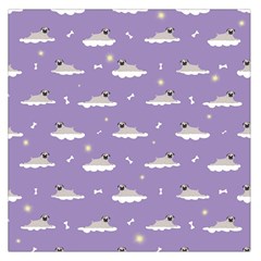 Cheerful Pugs Lie In The Clouds Large Satin Scarf (square) by SychEva