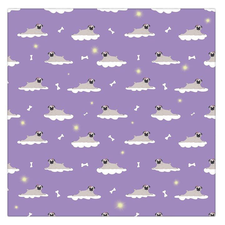 Cheerful Pugs Lie In The Clouds Large Satin Scarf (Square)