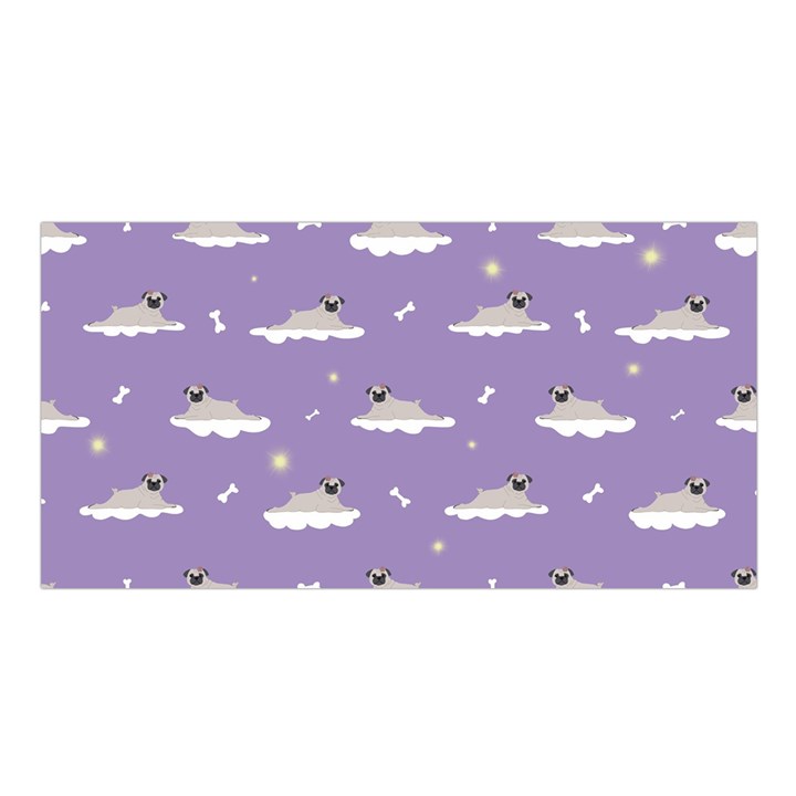 Cheerful Pugs Lie In The Clouds Satin Shawl