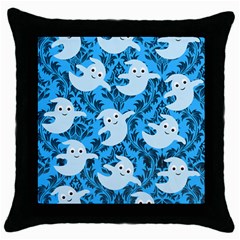 Halloween Ghosts Throw Pillow Case (black) by NerdySparkleGoth