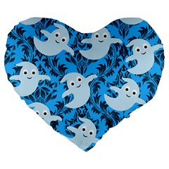 Halloween Ghosts Large 19  Premium Heart Shape Cushions by NerdySparkleGoth