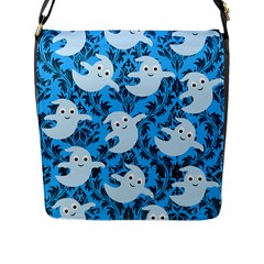 Halloween Ghosts Flap Closure Messenger Bag (l) by NerdySparkleGoth