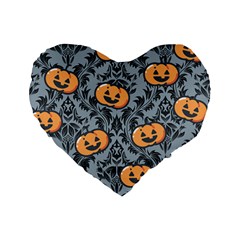 Halloween Jack O Lantern Standard 16  Premium Heart Shape Cushions by NerdySparkleGoth