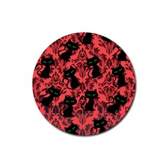 Halloween Cats Rubber Coaster (round)  by NerdySparkleGoth