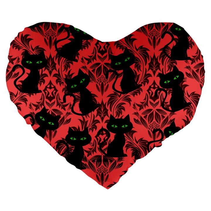 Halloween Cats Large 19  Premium Heart Shape Cushions