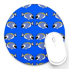 Powder Blue Tang Print Round Mousepads by Kritter