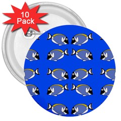 Powder Blue Tang Print 3  Buttons (10 Pack)  by Kritter