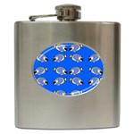 Powder Blue Tang Print Hip Flask (6 oz) Front