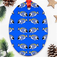 Powder Blue Tang Print Oval Ornament (two Sides)