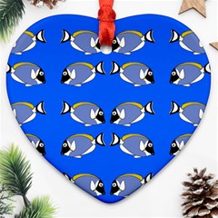 Powder Blue Tang Print Heart Ornament (two Sides)