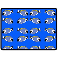 Powder Blue Tang Print Fleece Blanket (large)  by Kritter