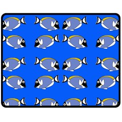 Powder Blue Tang Print Fleece Blanket (medium)  by Kritter