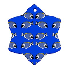 Powder Blue Tang Print Snowflake Ornament (two Sides)